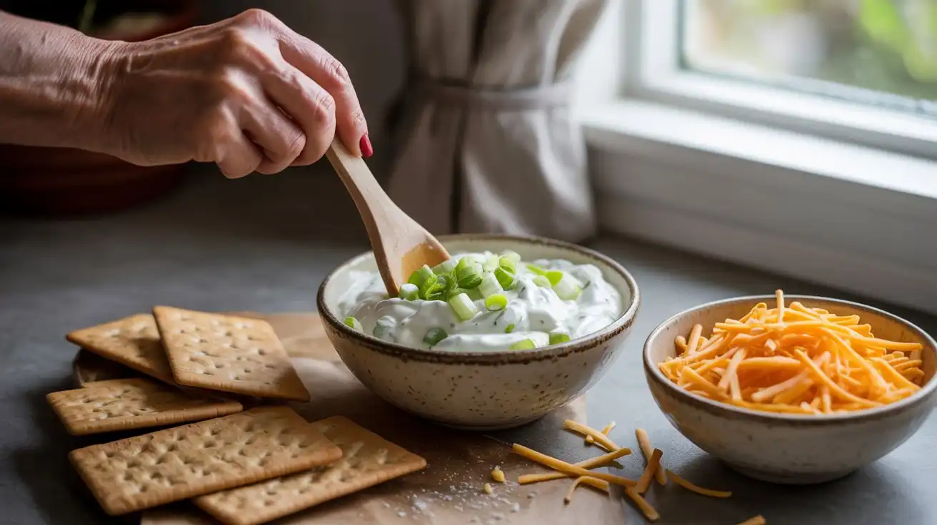 A variety of quick snack recipes displayed on a kitchen counter, including fruit skewers, veggie cups, and mini sandwiches.
