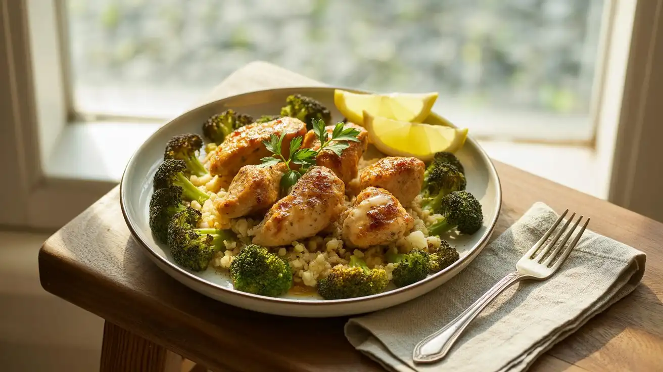 Low-carb high-protein comfort food alternatives like zucchini lasagna and cauliflower mac and cheese on a table