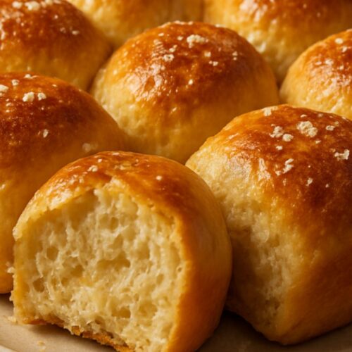 Plated sourdough rolls ready to serve.