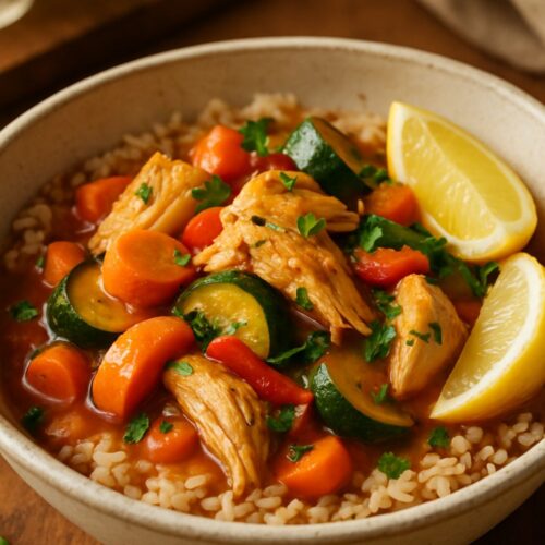 Finished healthy dinner bowl ready to eat.