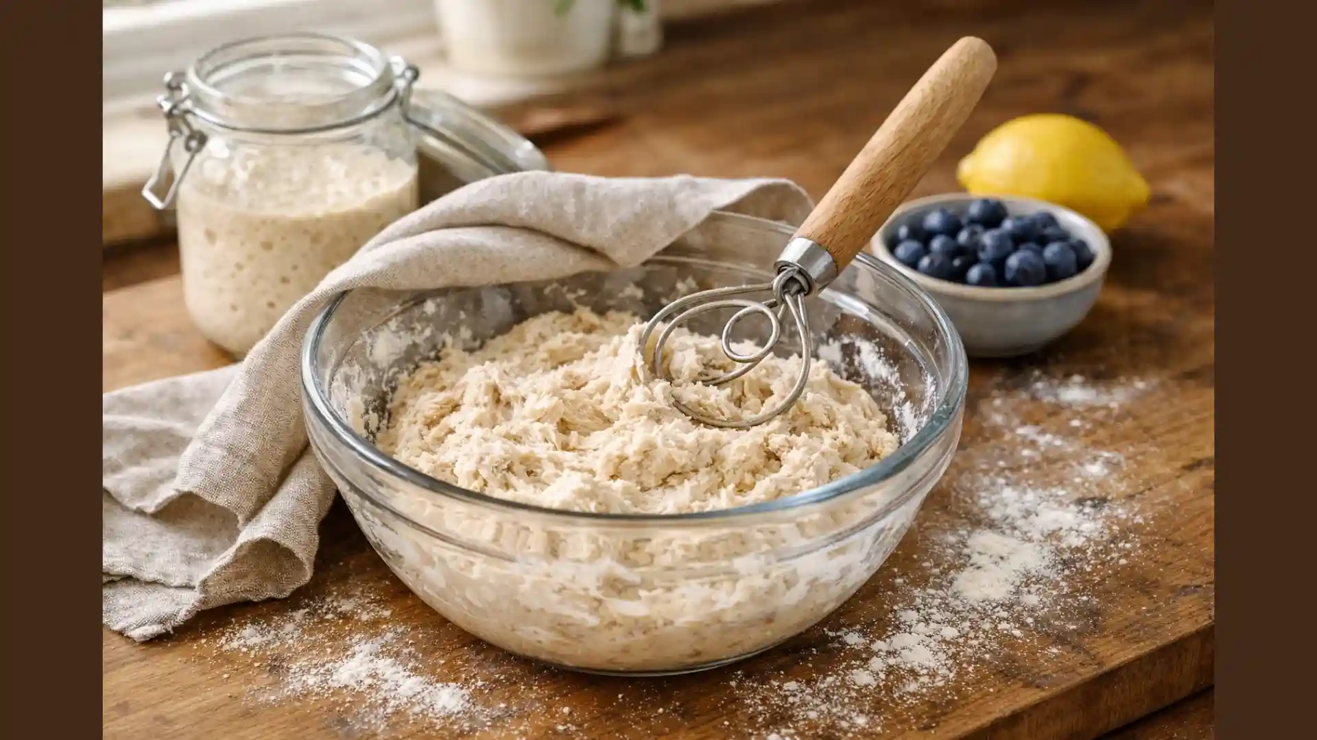 Sourdough dough resting during bulk fermentation.